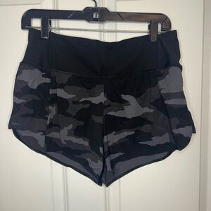 Athleta Black and Gray Camo Running Athletic Shorts